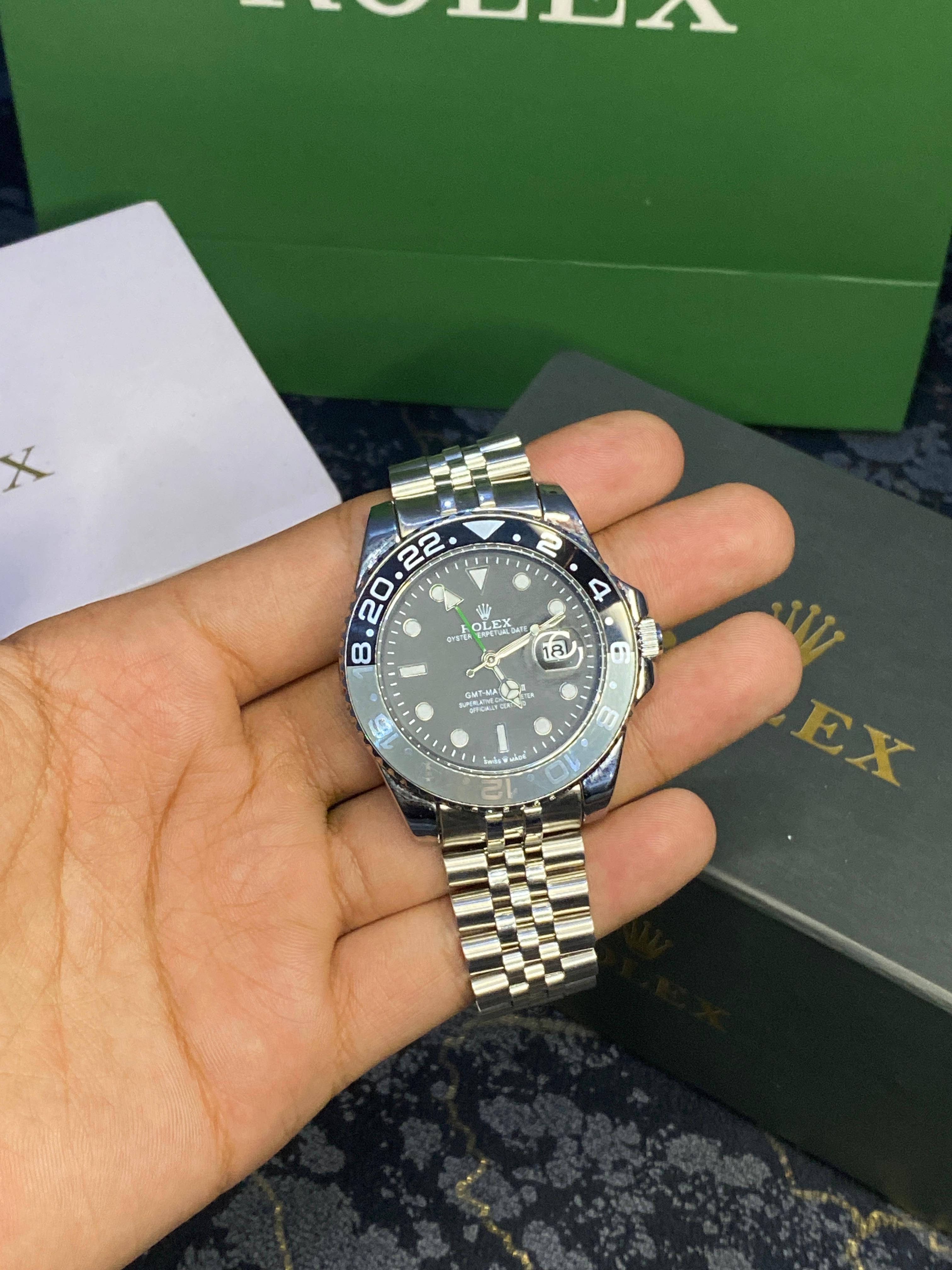Rolex GMT Blue Dial | Silver Chain Black Dial | Premium Quality