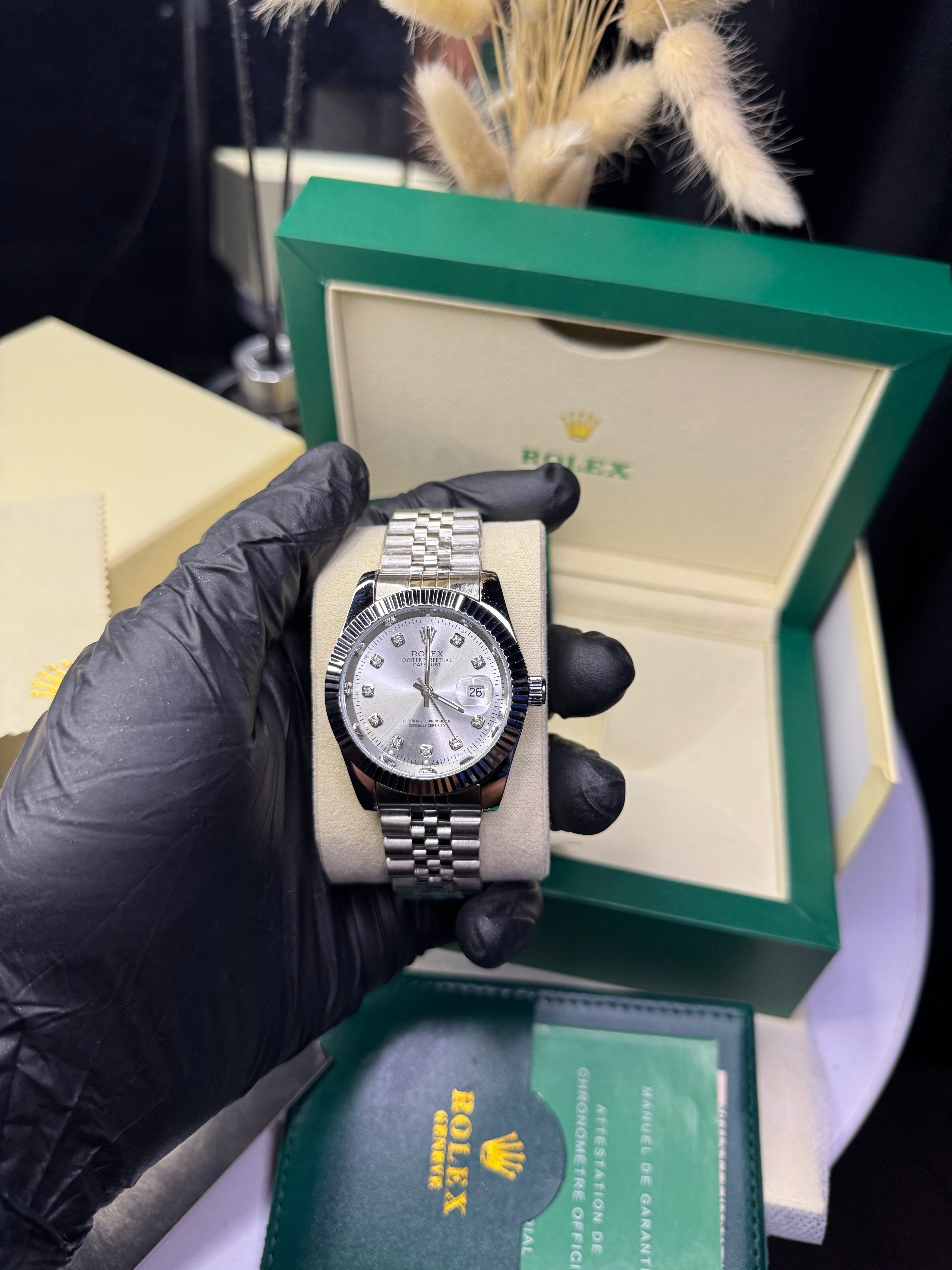 Rolex Oyster Perpetual | Silver Chain Silver Dial | Premium Quality