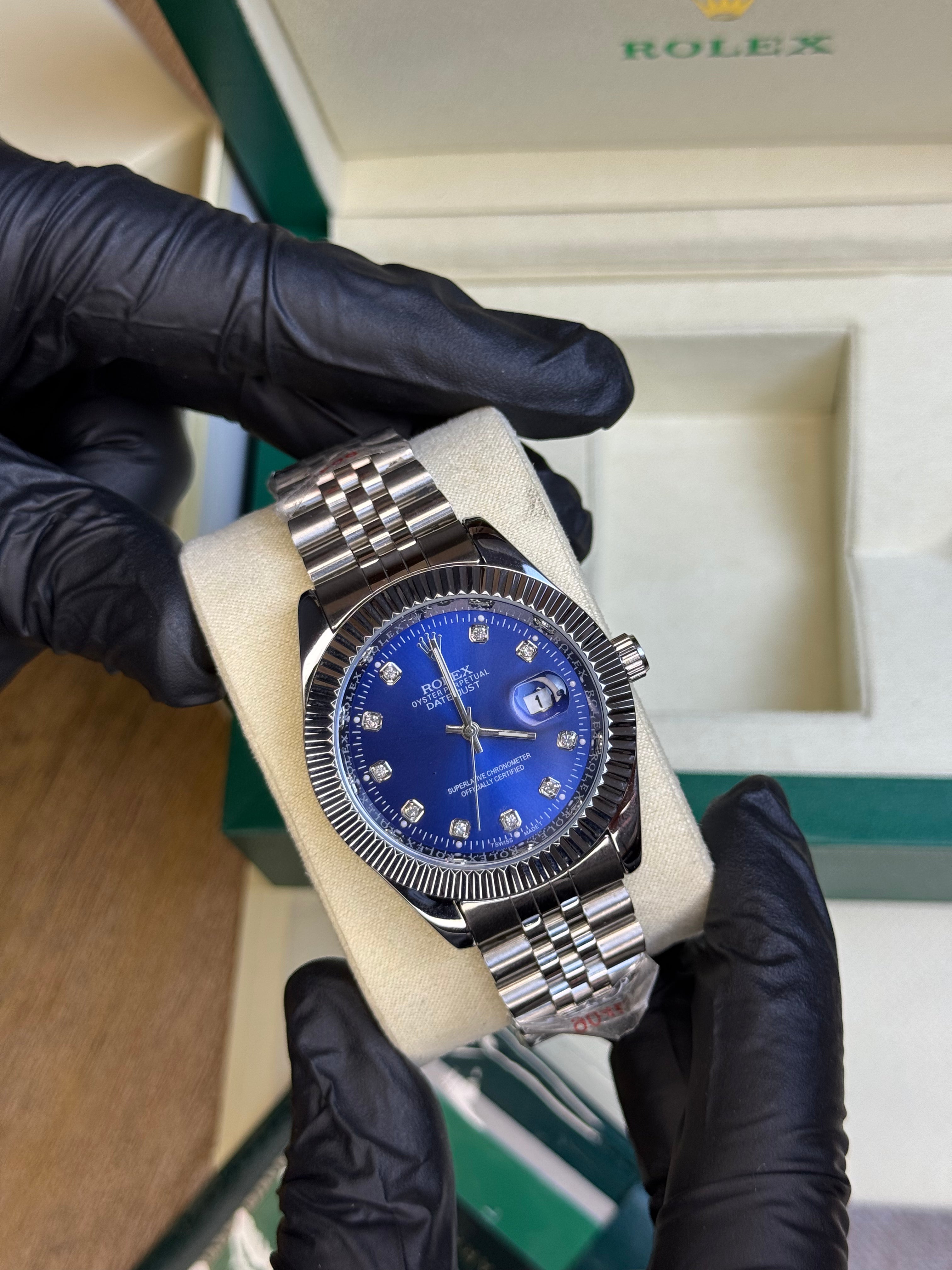 Rolex Oyster Perpetual | Silver Chain Blue Dial | Premium Quality