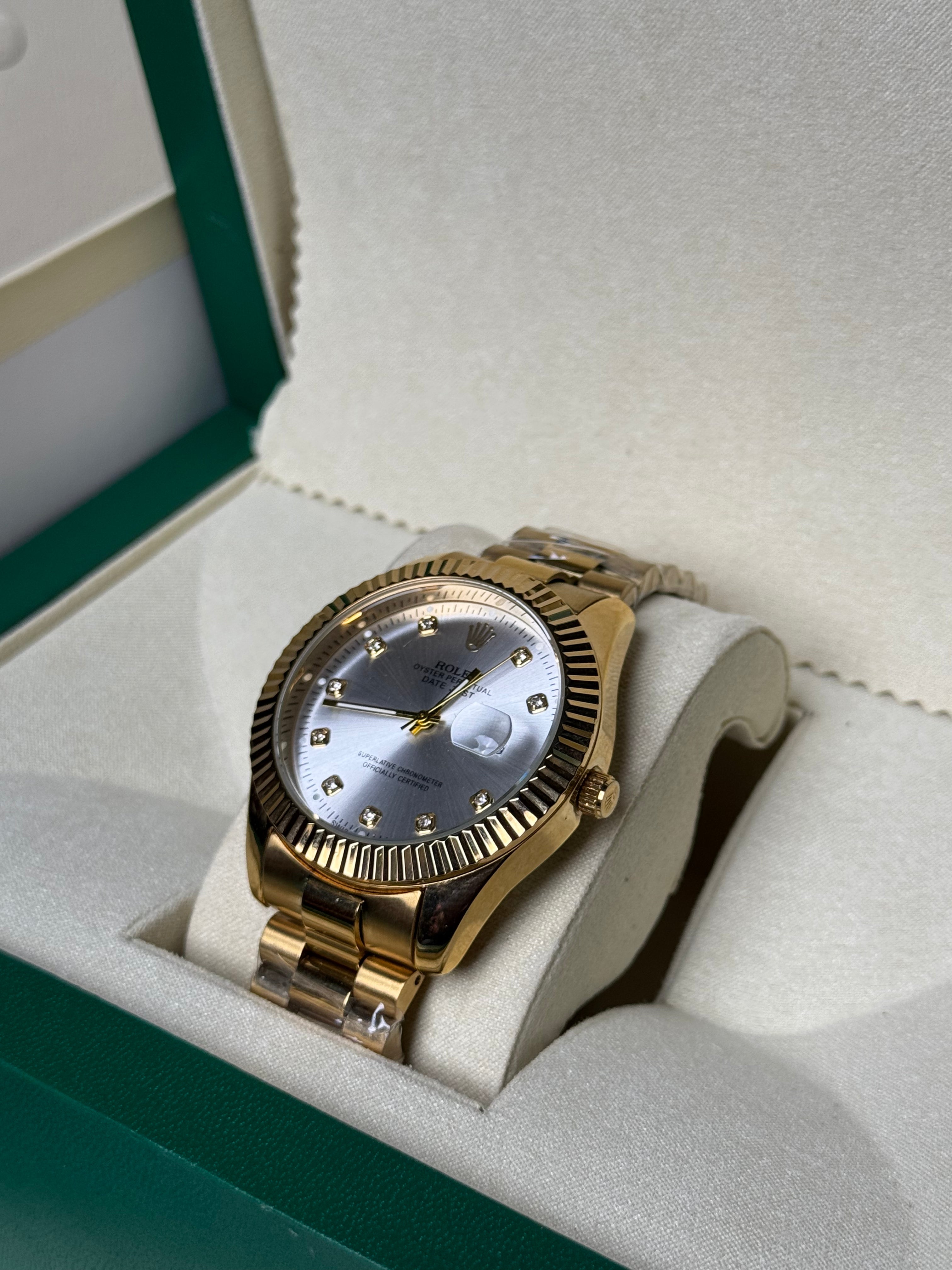 Rolex Oyster Perpetual | Golden Chain White Dial | Premium Quality