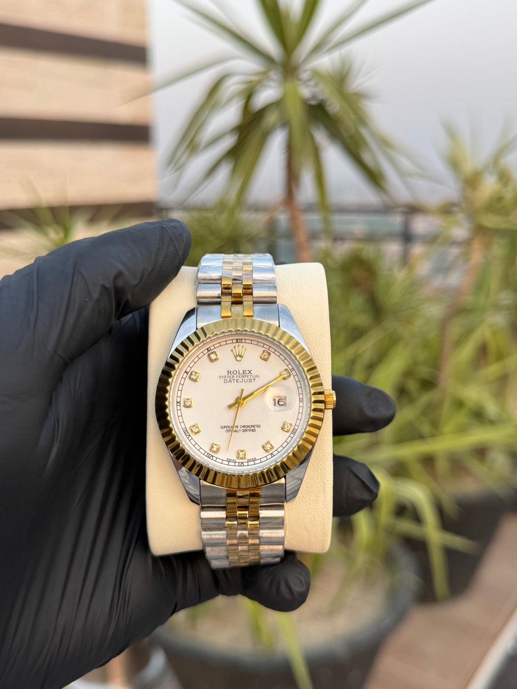 Rolex Oyster Perpetual | Double Tone Chain White Dial | Premium Quality
