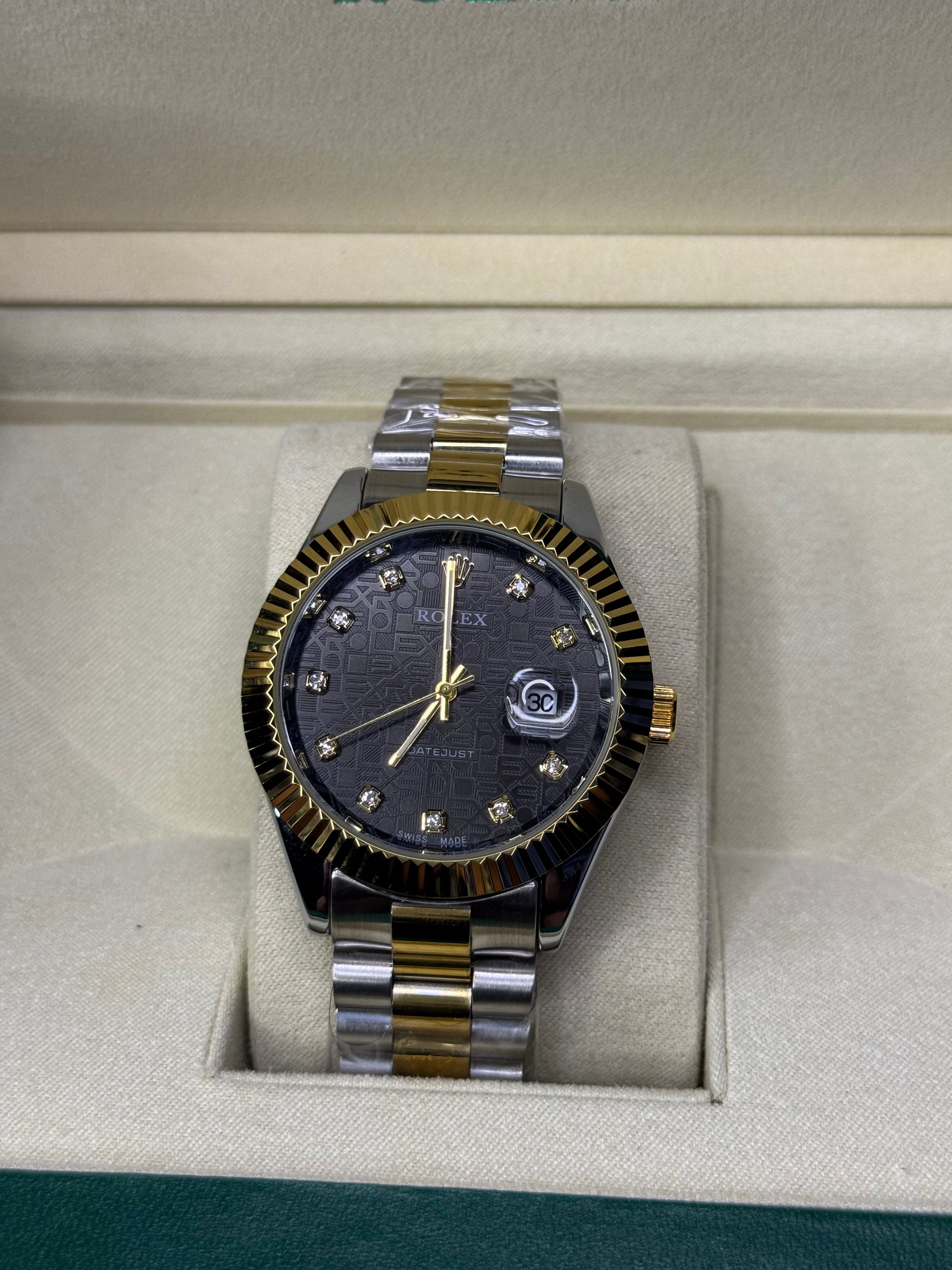 Rolex Oyster Perpetual | Double Tone Chain Black Dial | Premium Quality