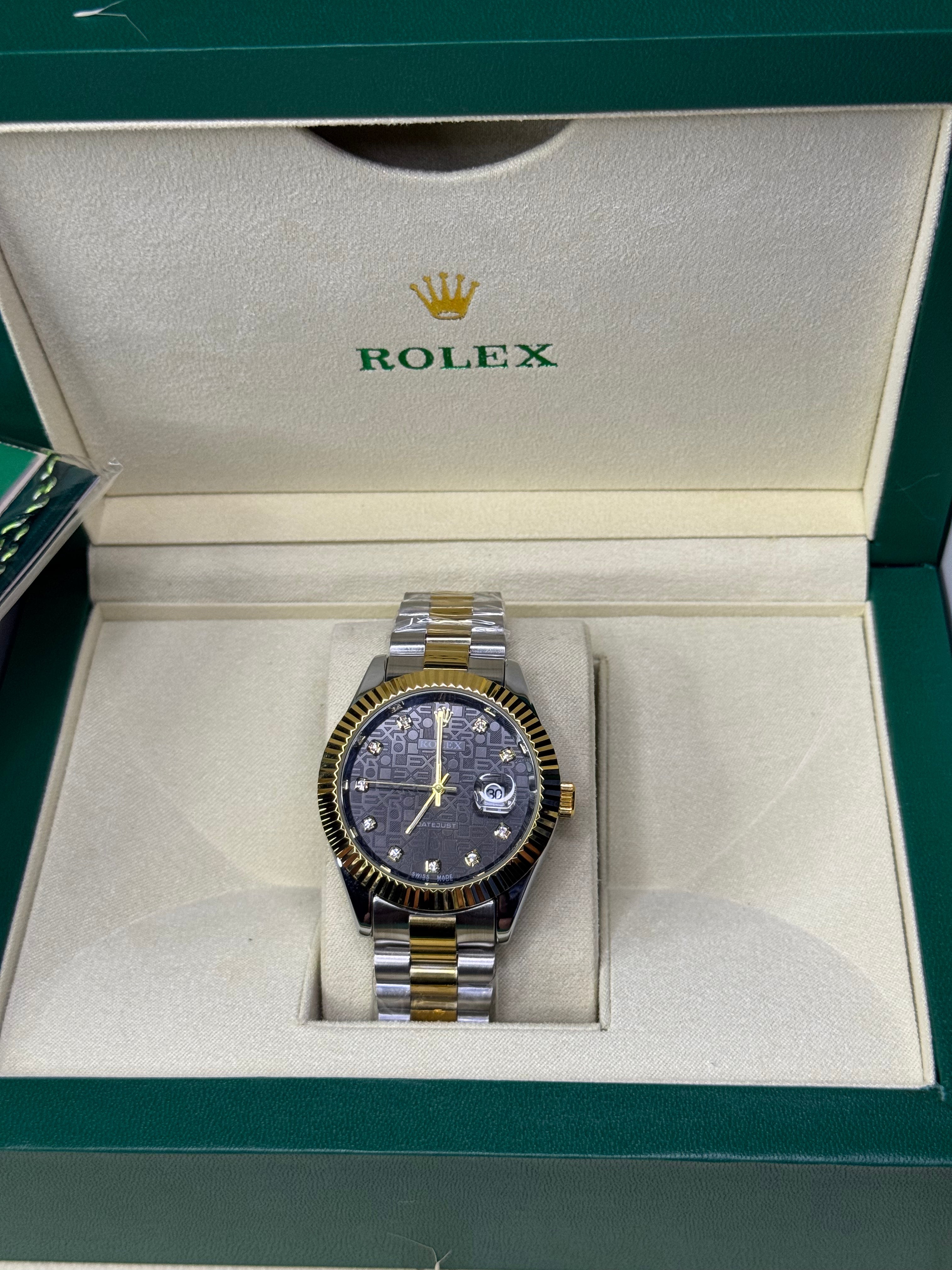 Rolex Oyster Perpetual | Double Tone Chain Black Dial | Premium Quality