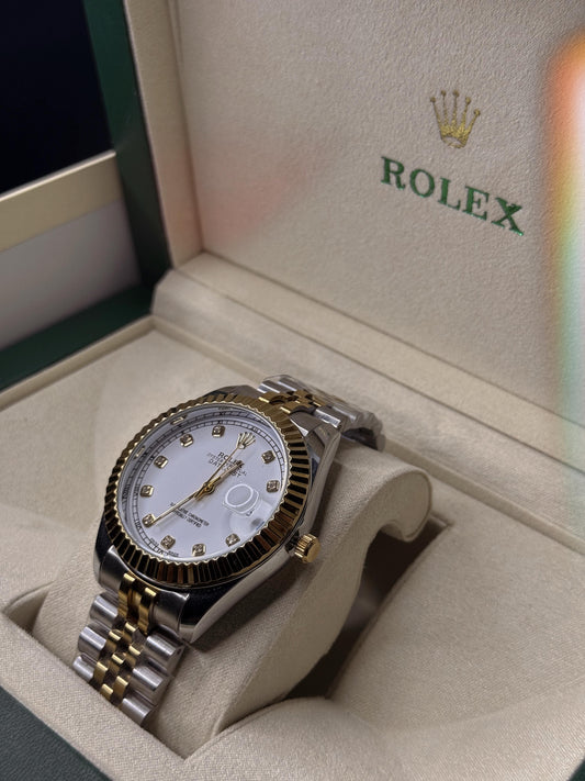 Rolex Oyster Perpetual | Double Tone Chain White Dial | Premium Quality