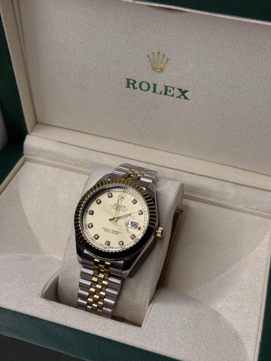 Rolex Oyster Perpetual | Double Tone Chain Gold Dial | Premium Quality