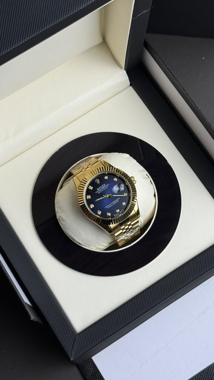Rolex Oyster Perpetual | Golden Chain Blue Dial | Premium Quality