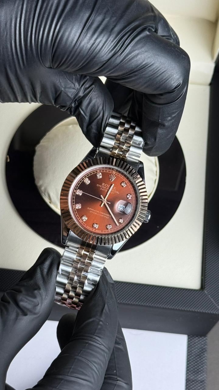 Rolex Oyster Perpetual | Double Tone Chain Copper Dial | Premium Quality