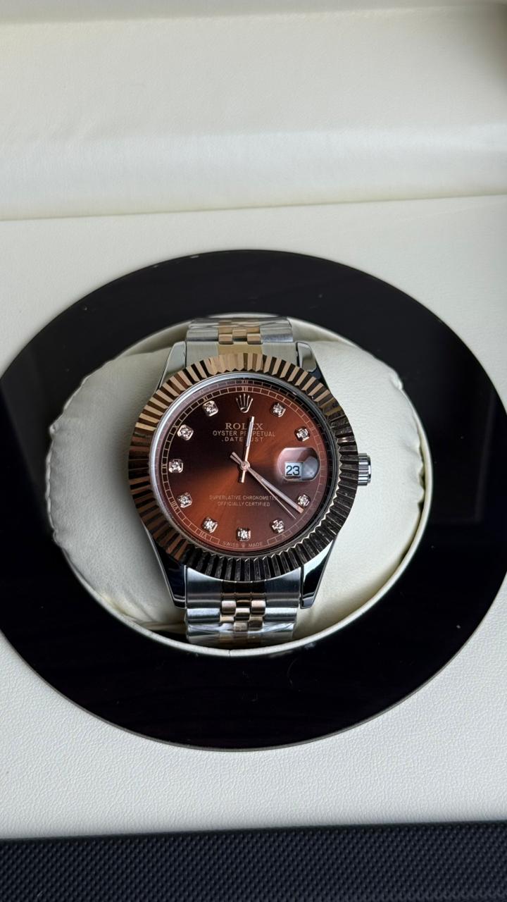 Rolex Oyster Perpetual | Double Tone Chain Copper Dial | Premium Quality