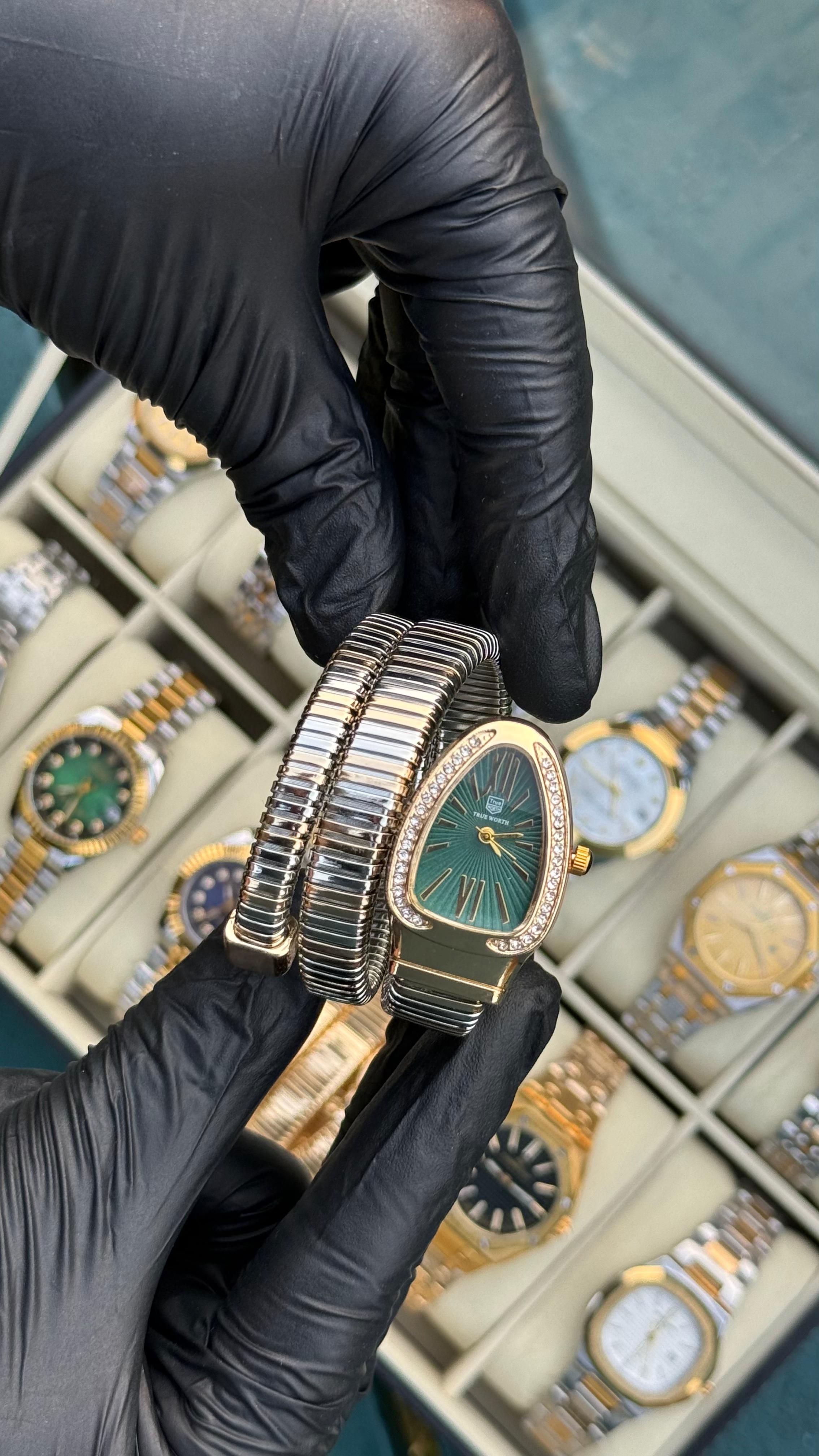 True Worth Snake Watch | Multi Green | Master Quality