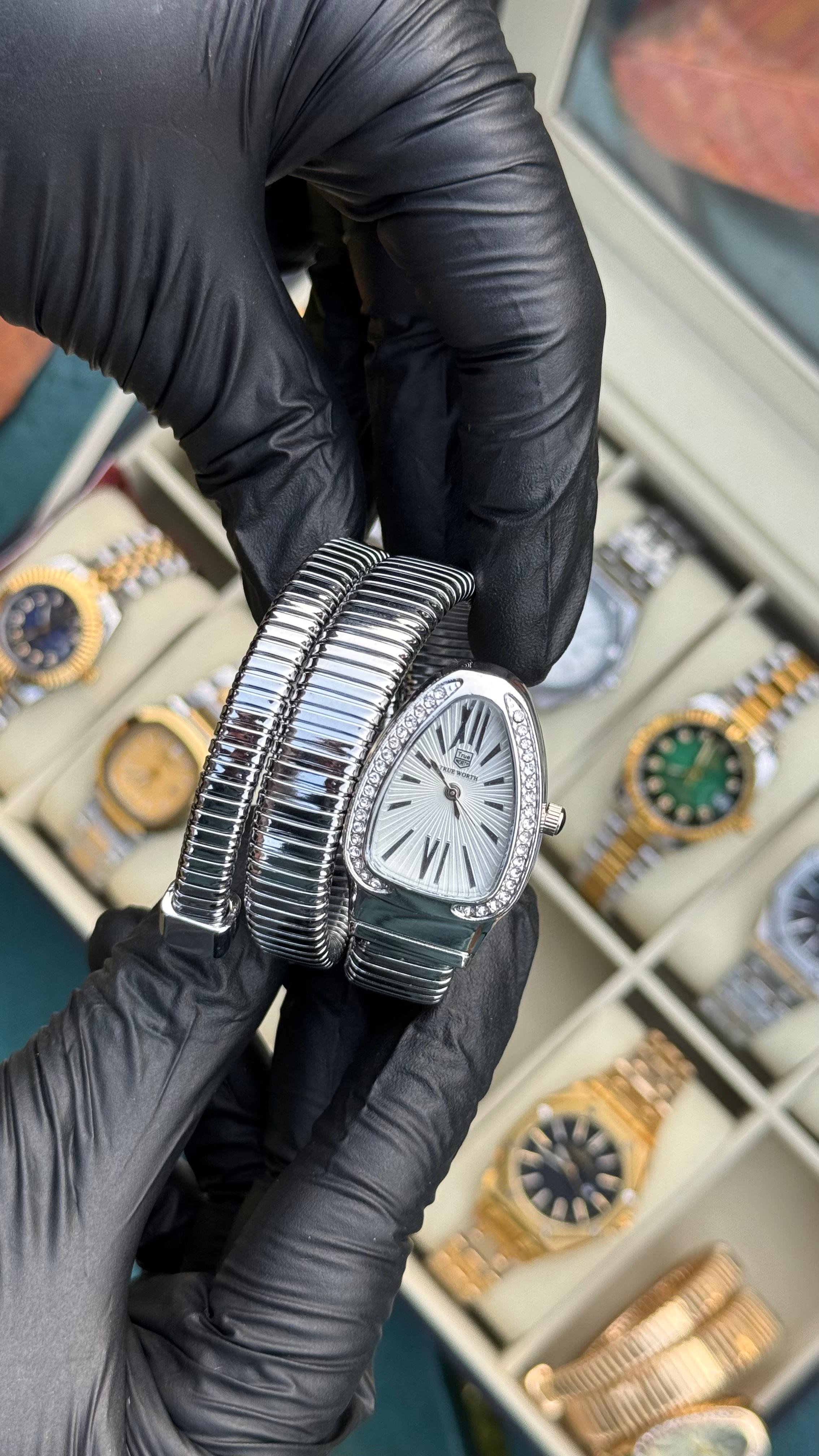 True Worth Snake Watch | Silver White  | Master Quality