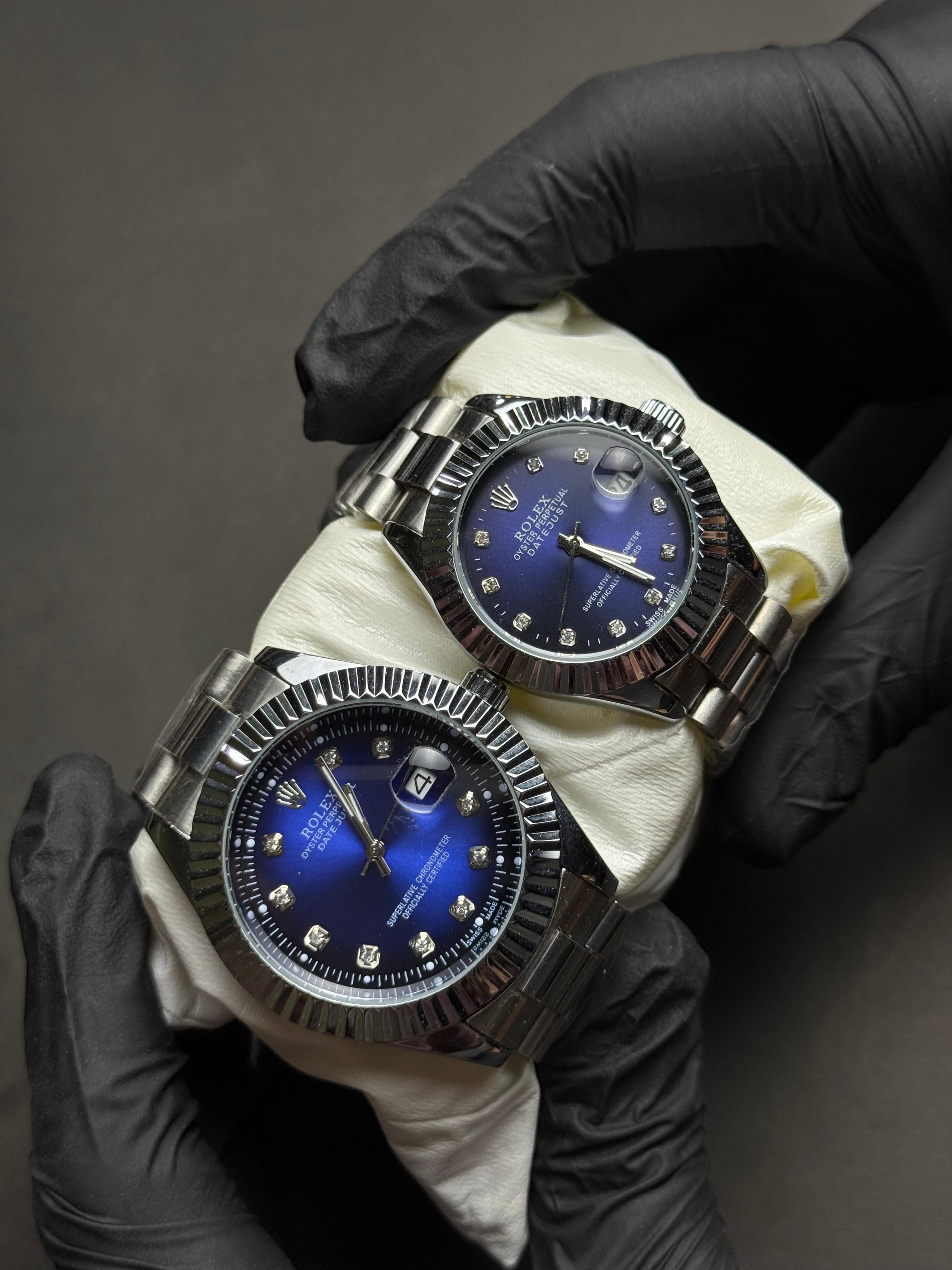 Rolex Couple Watch | Silver Blue | Premium Quality