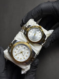 Rolex Couple Watch | White Dial Double Tone Chain | Premium Quality