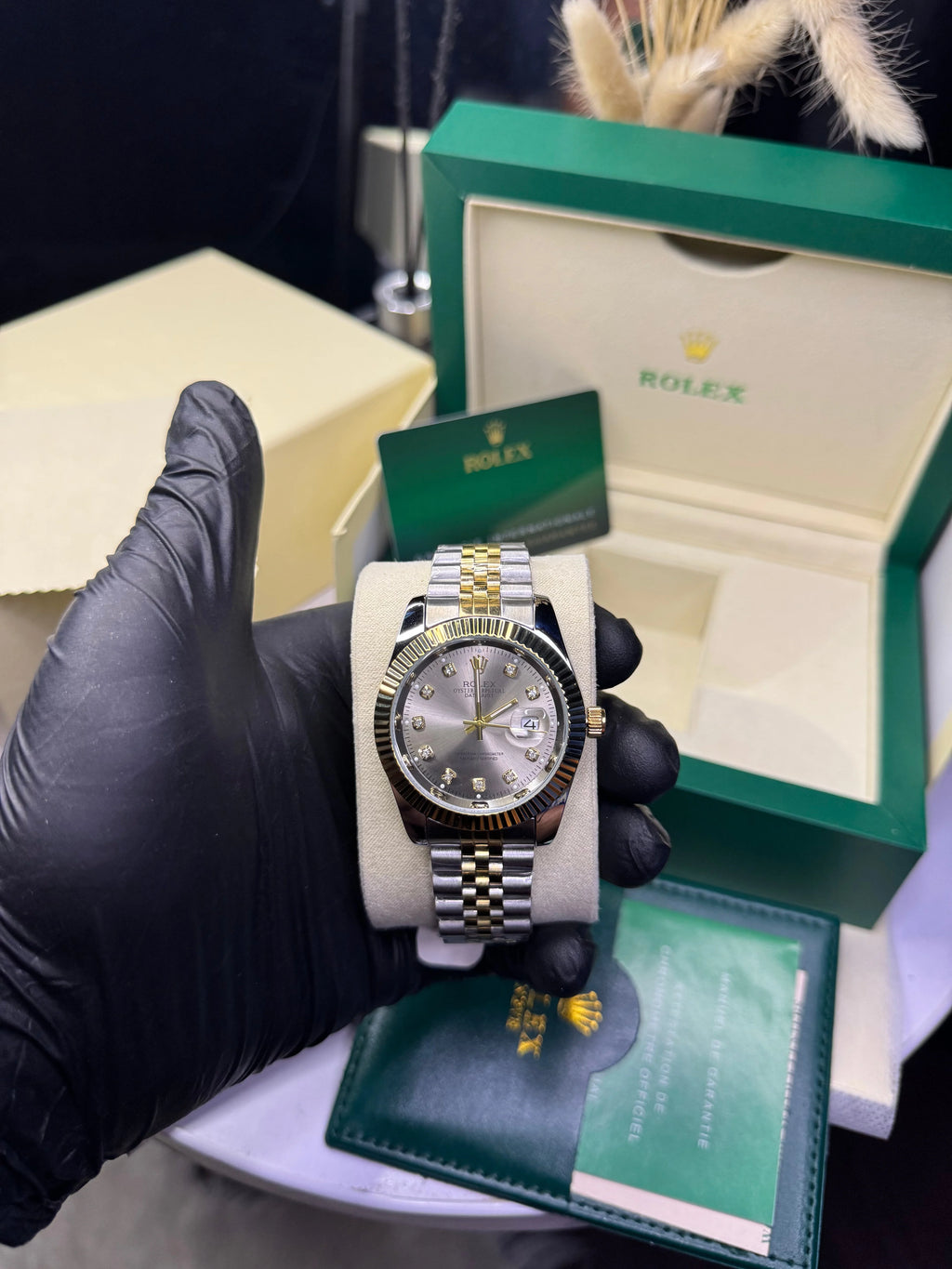 Rolex Oyster Perpetual | Double Tone Chain Chocolate Dial | Premium Quality