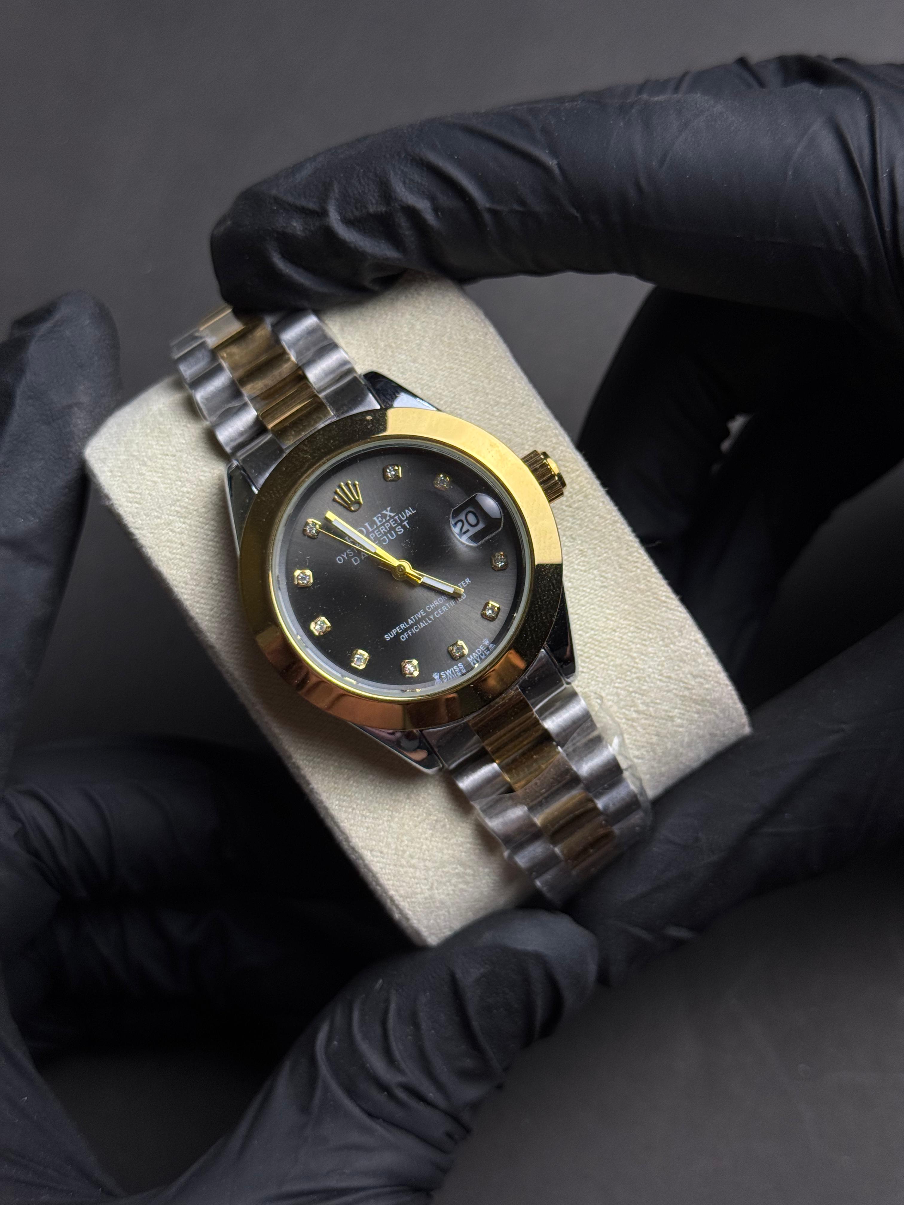 Rolex Couple Watch | Chocolaty Dial Double Tone Chain | Premium Quality