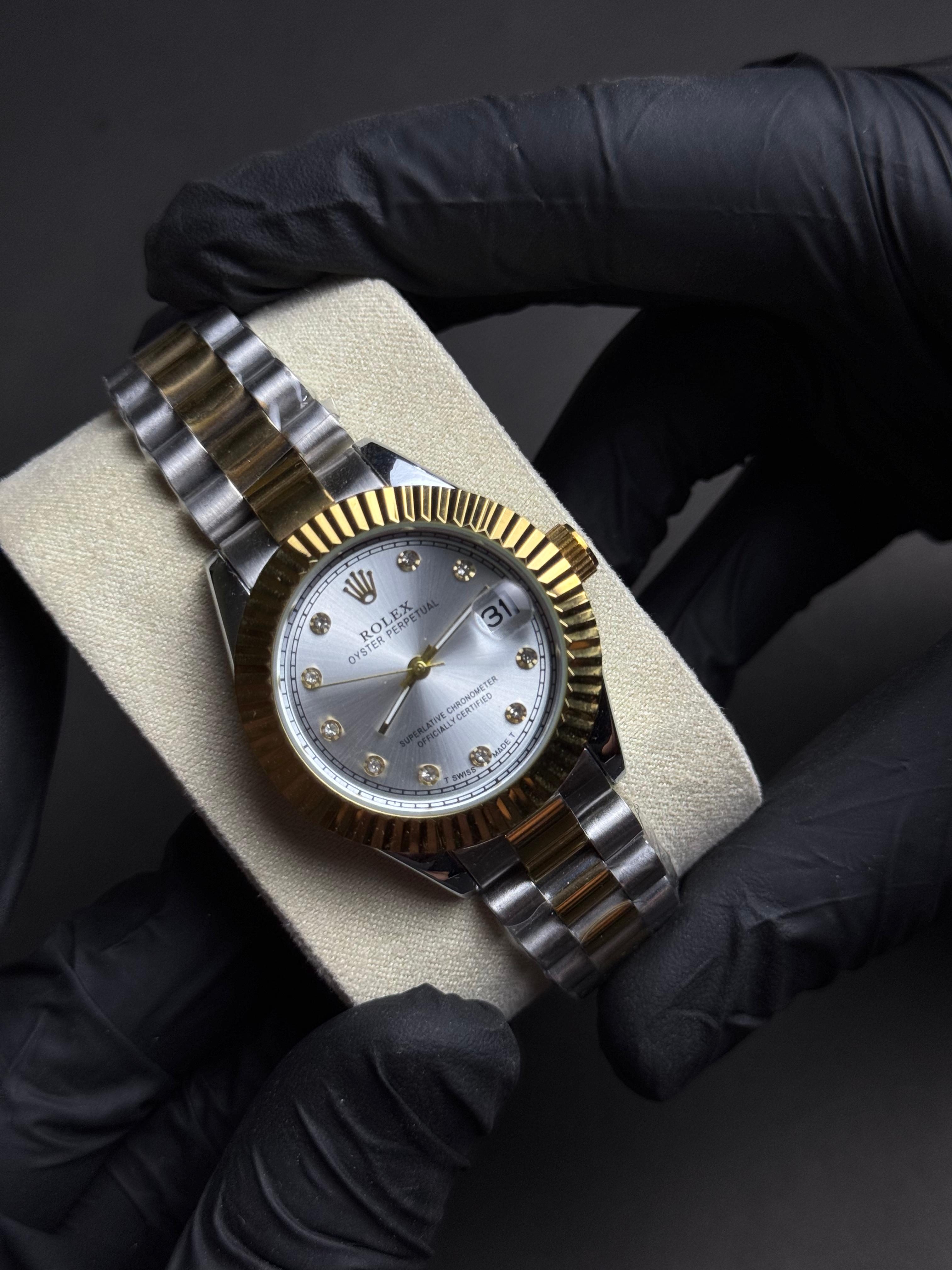 Rolex Oyster | White Dial Double Tone Chain | Master Quality