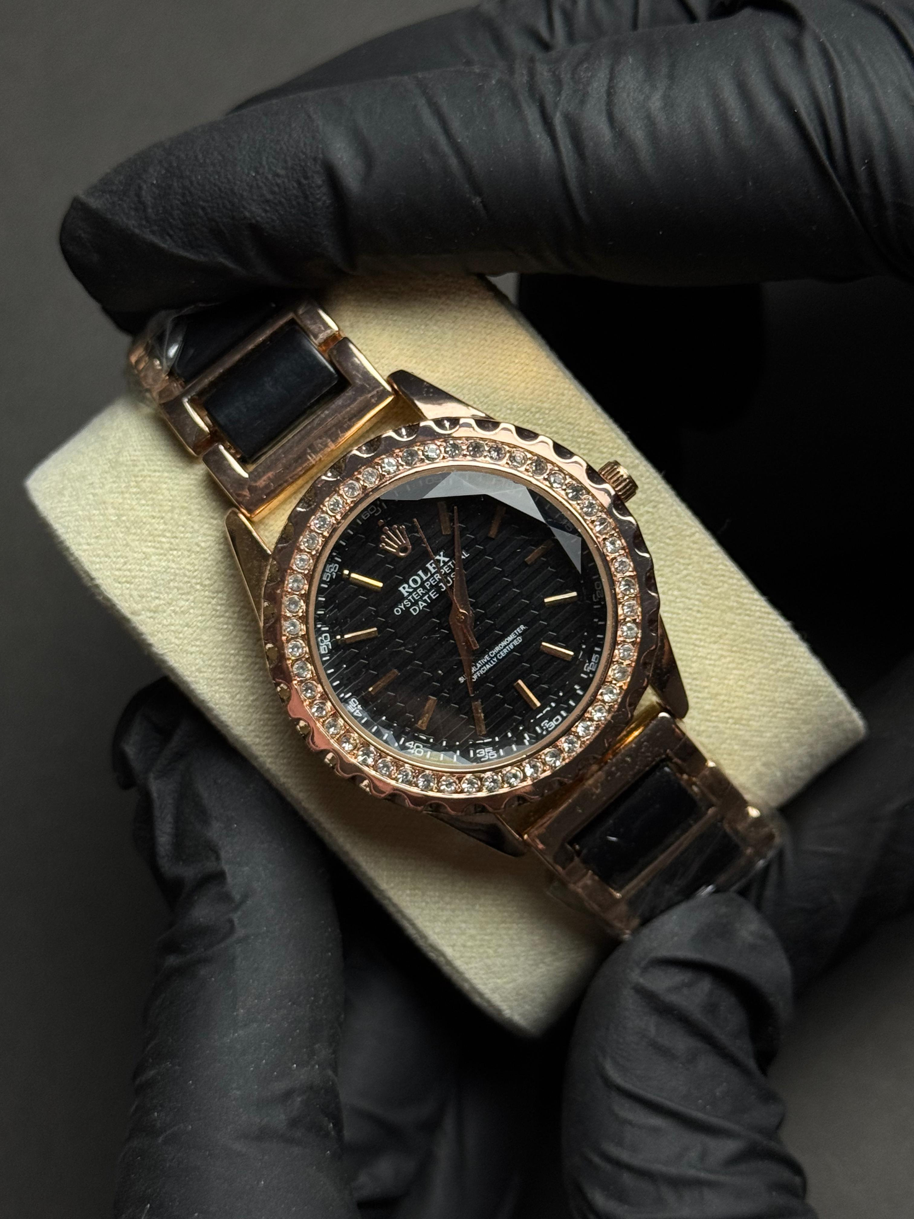 Rolex Fancy | Rose Gold Black Dial | Diamond Cut | Master Quality