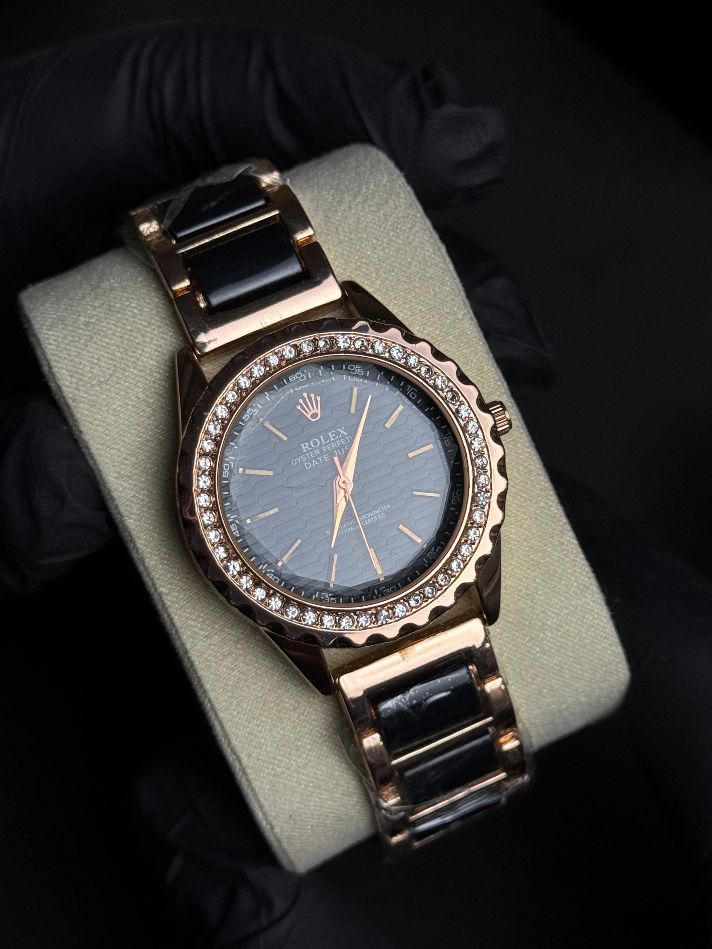 Rolex Fancy | Rose Gold Black Dial | Diamond Cut | Master Quality